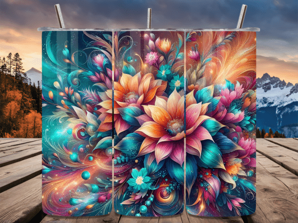 Boho Floral Abstract Skinny Tumbler Wrap: A Versatile Design for Custom Drinkware