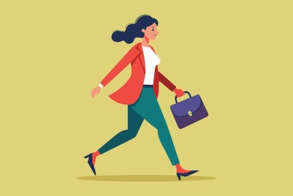 Business Woman Running with Briefcase: A Design That Speaks to Modern Creativity