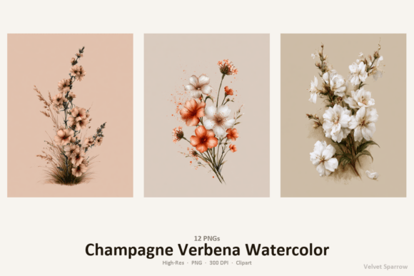 Champagne Verbena Watercolor: A Versatile Craft Resource for Designers and Creators