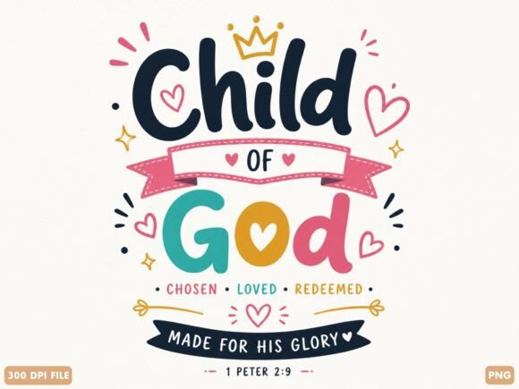 Child of God Cute Faith Typography PNG: A Creative Resource for Designers and Crafters