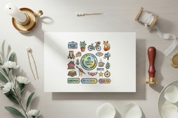 Colorful Family Emblem with Icons