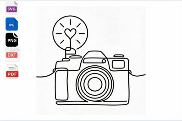 Continuous Line Camera Heart Flash SVG: A Creative Tool for Designers and Crafters