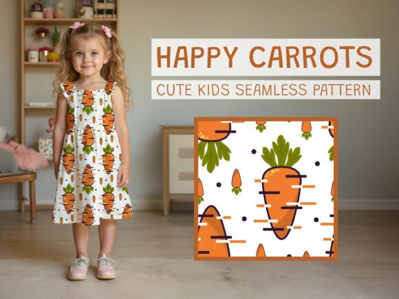 Cute Carrot Kids Seamless Pattern