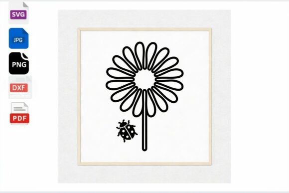 Daisy Flower and Ladybug SVG Cut File