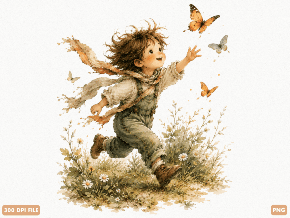 Dreamy Whimsical Child Butterfly PNG