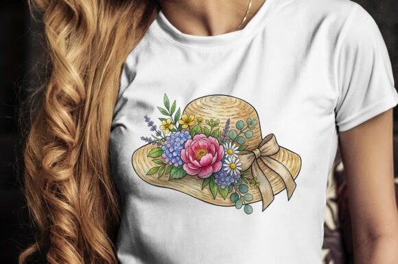 Floral Hat with Ribbon and Flowers