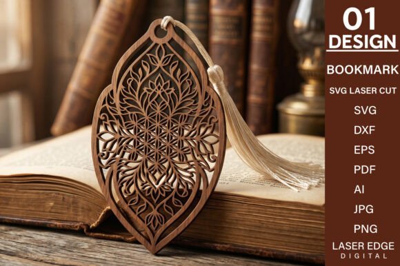 Floral Leaf Bookmark Laser Cut SVG
