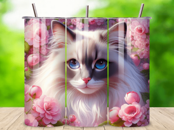 Floral Siamese Cat Tumbler Wrap V.19