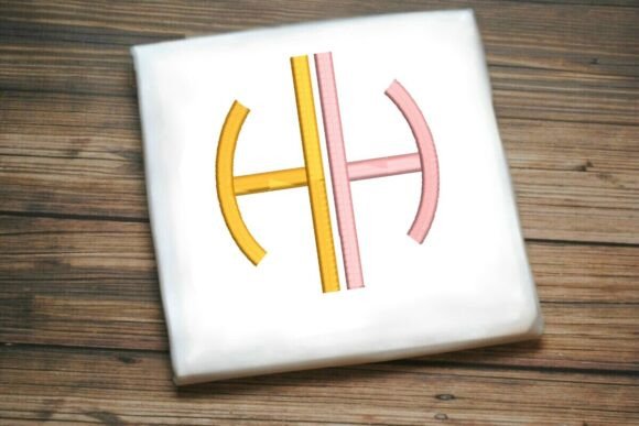 Geometric Split Letter Monogram H: A Modern Embroidery Design for Contemporary Personalization