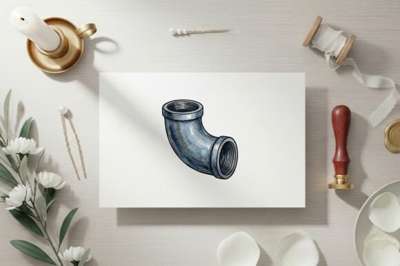 Gray Metal Pipe Corner Fitting Closeup