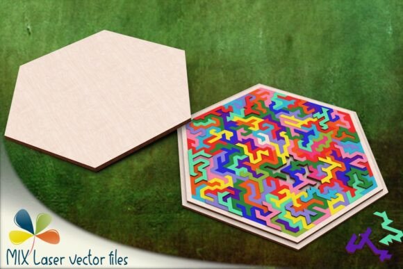 Hexagonal Wooden Puzzle Pattern Design