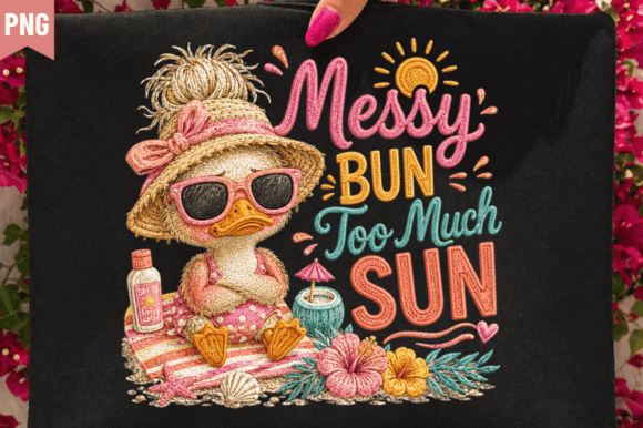Messy Bun Too Much Sun PNG Design