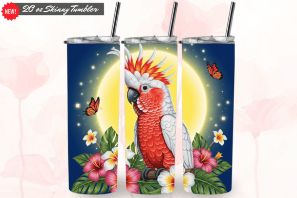 Pastel Parrot Garden Tumbler Wrap Design: A Stylish Addition to Your Sublimation Creations