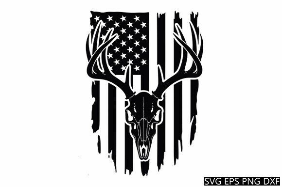 Patriotic Deer Skull SVG