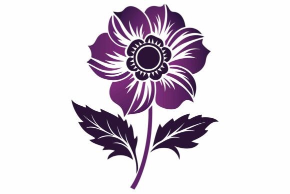 Purple Flower Silhouette Graphic Design