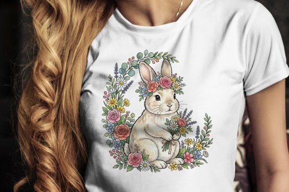 Rabbit Surrounded by Colorful Flowers