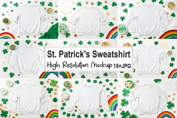 St. Patrick's Sweatshirt Mockup Bundle 5: Elevate Your Designs with Premium Digital Mock-Ups