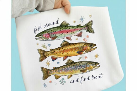 Summer Trout Fish Preppy Hand Drawn PNG: A Versatile Design Asset for Creative Projects