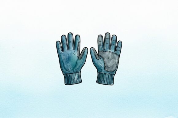 Turquoise Gloves with Knit Cuffs