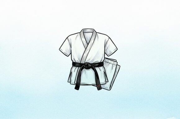 White Karate Uniform Tied with Black