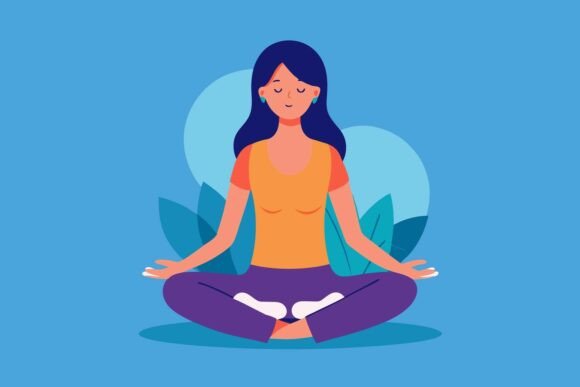 Woman Meditating Yoga Zen Illustration – Elevate Your Creative Projects