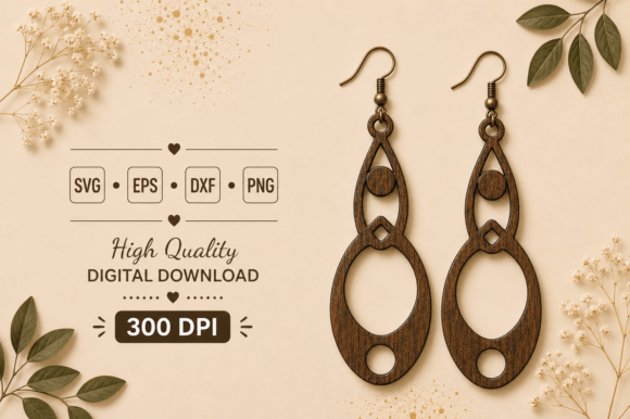 Wooden Earrings Laser Cut SVG