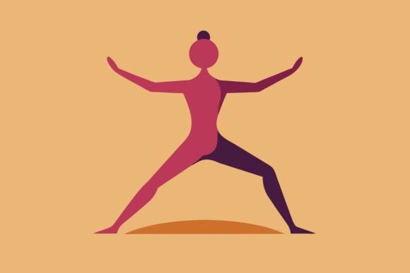 Yoga Warrior Pose Illustration: A Versatile Design for Creative Projects